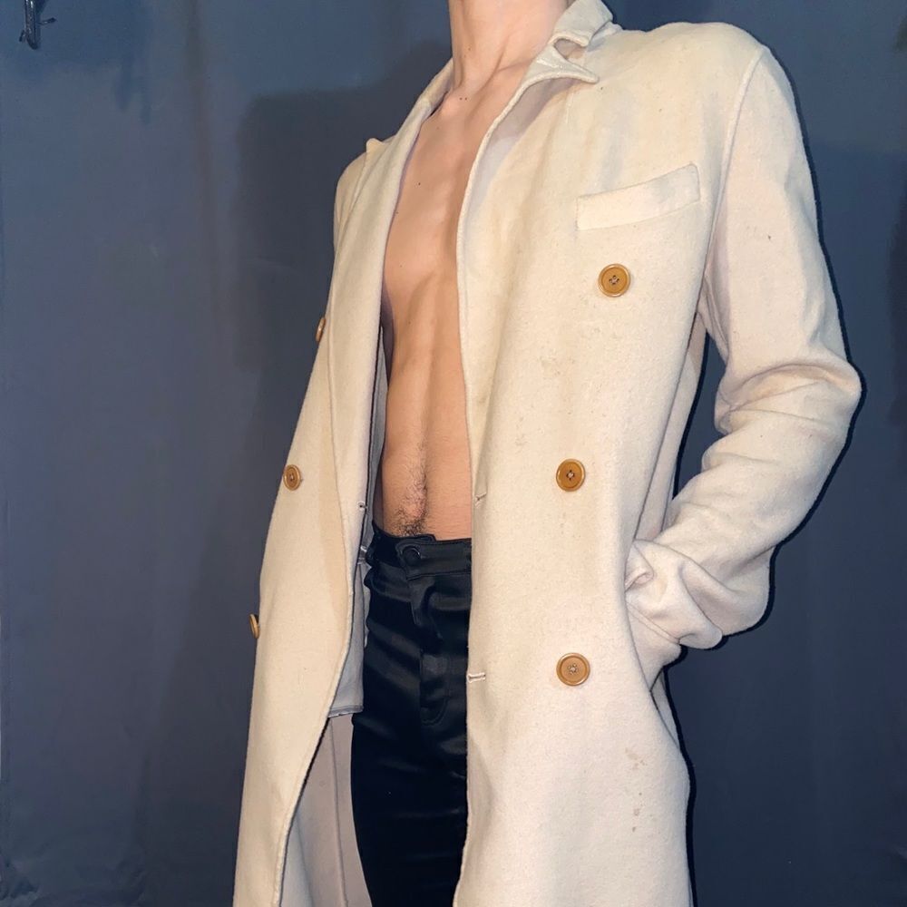 Wool trench coat vintage crème color - Picture 3 of 4